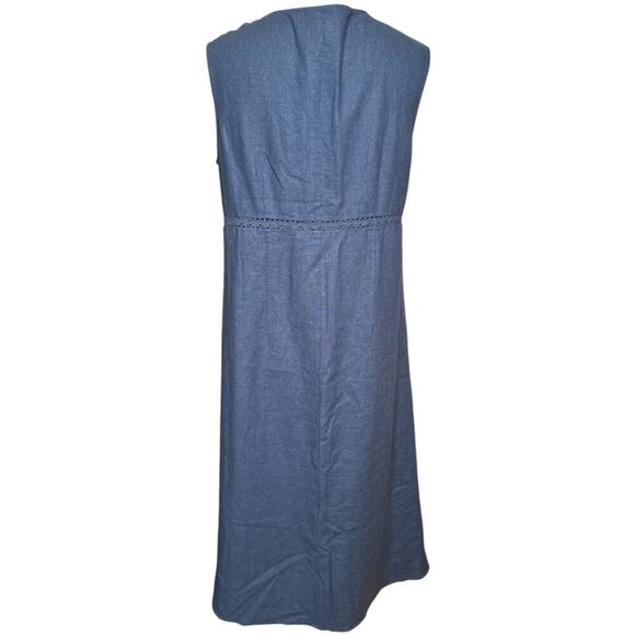 Van Heusen Blue Sleeveless Midi Linen Blend Dress Size M - Picture 3 of 5